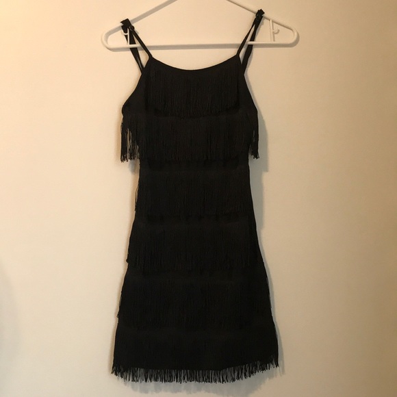 Dresses & Skirts - Black Fringe Dress Flapper Costume W/Gloves